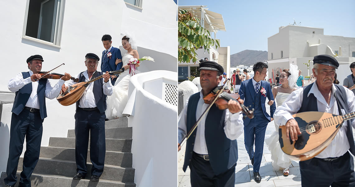 サントリーニ島イア・アンドロニスラグジュアリースイーツ ウェディング バイオリン&ギリシャギター