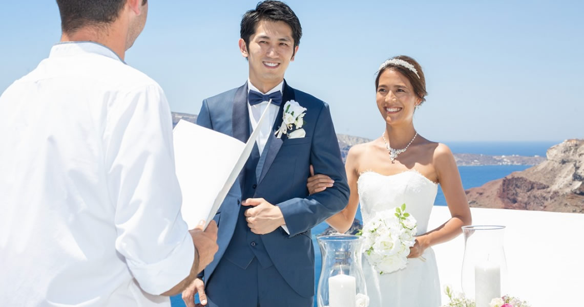 サントリーニ島イア・カティキエスホテル 結婚式フラワーデコレーション