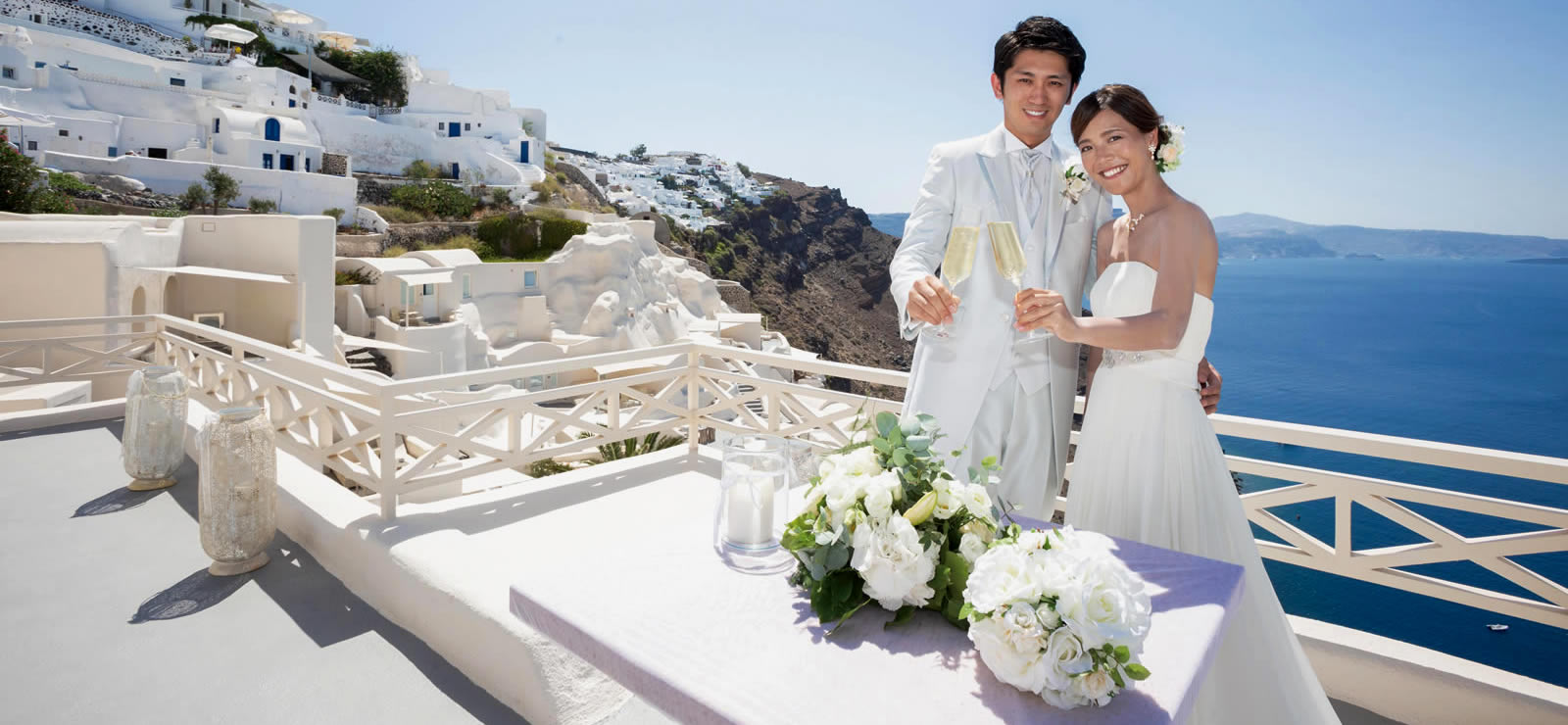 サントリーニ島イア・ミスティークホテルテラス挙式人前式